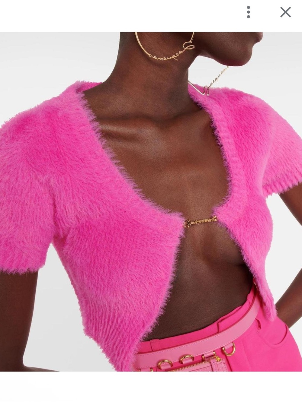 Jacquemus Hot Pink Fuzzy Cropped Cardigan
